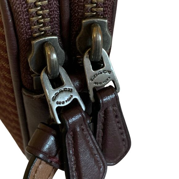 COACH LEGACY Jacquard/Leather Oxblood Burgundy Pouch Crossbody - Picture 10 of 12